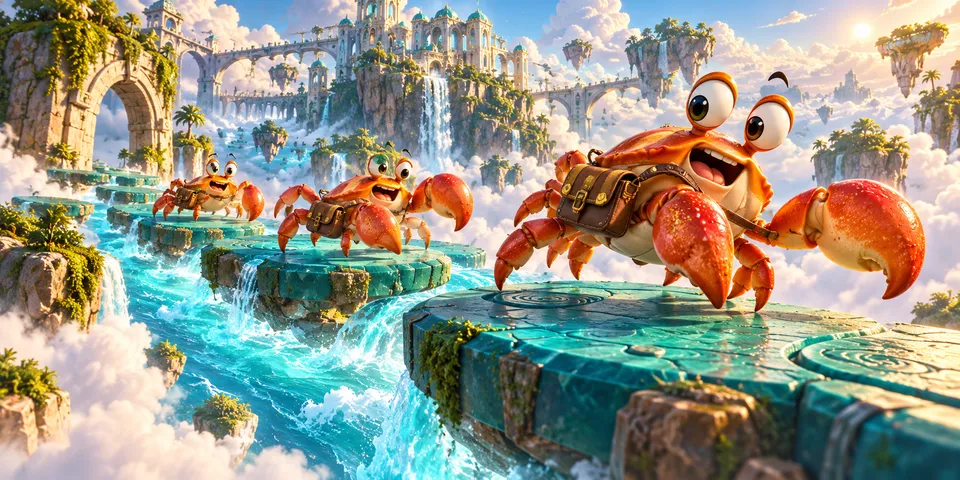 Crabwalk Crossing original concept illustration